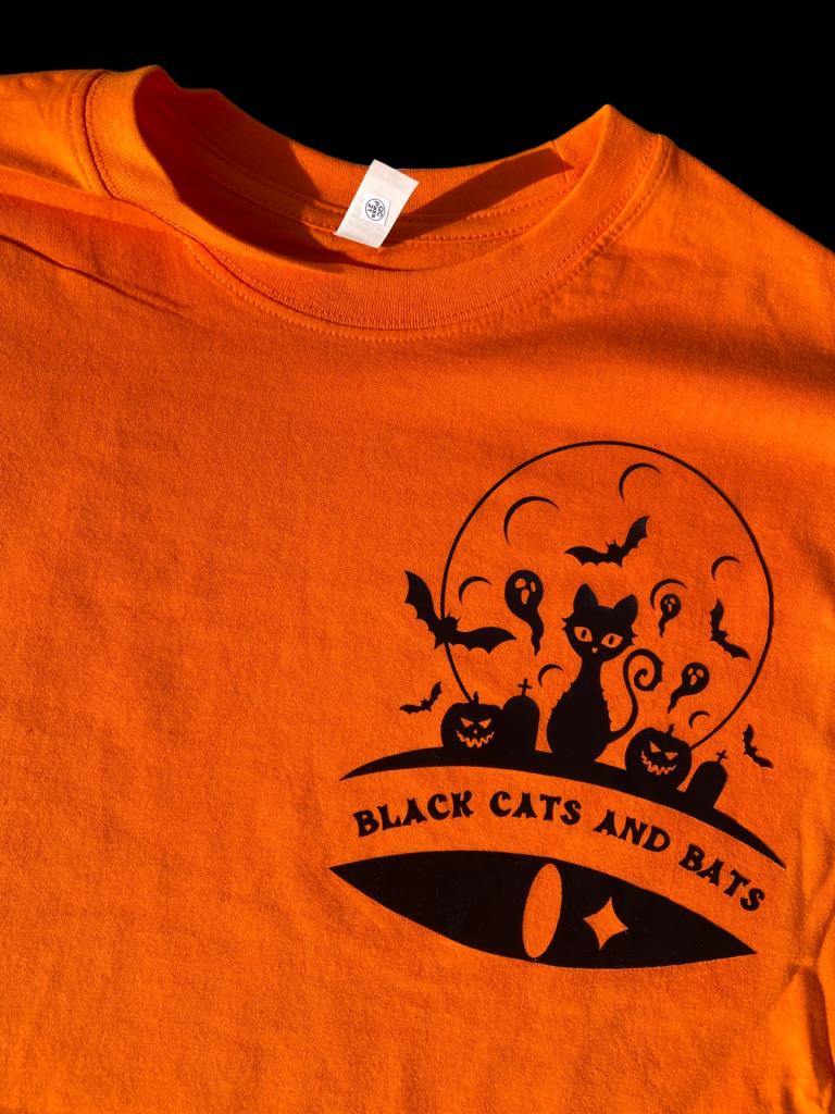 Black Cats and Bats Kids' Tee - Spooky Fun for Little Ones