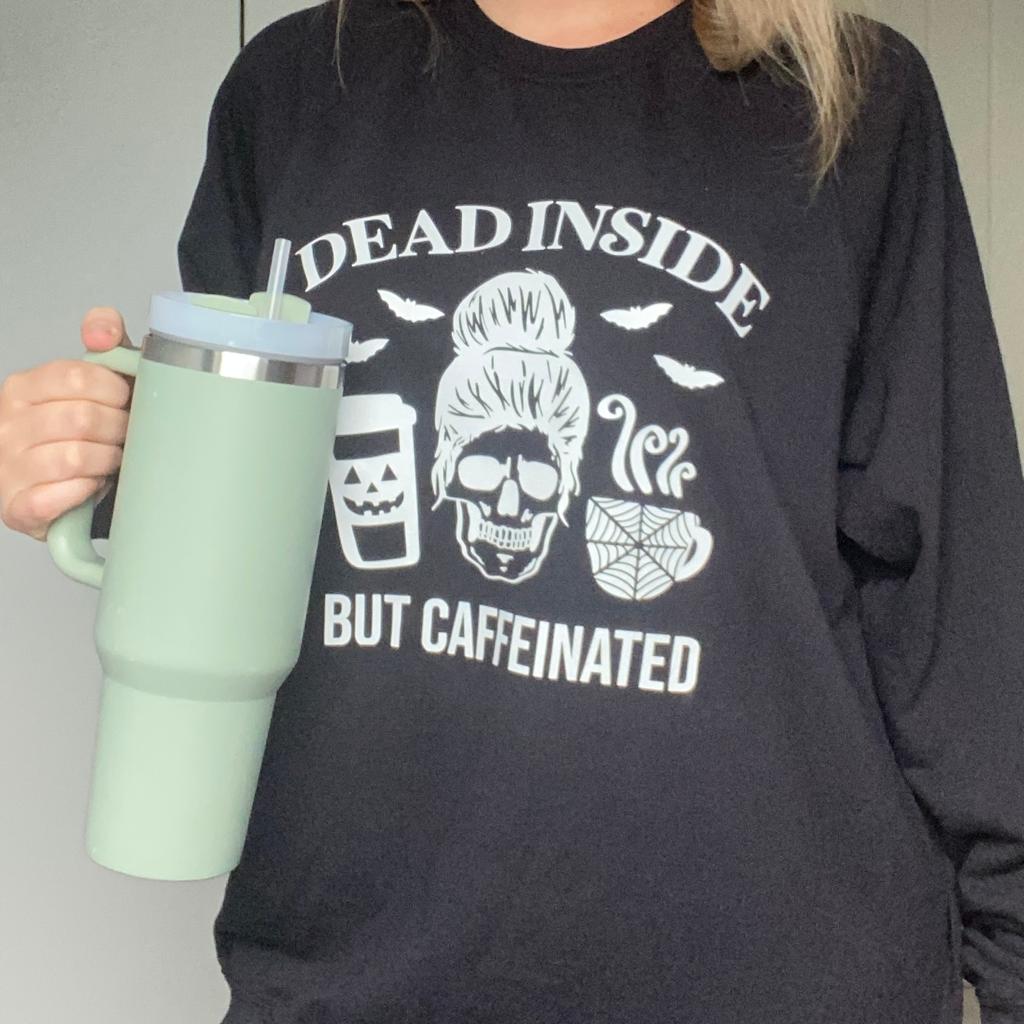 Dead inside, but Caffeinated Sweater by DEC - Halloween's Cosy Statement!